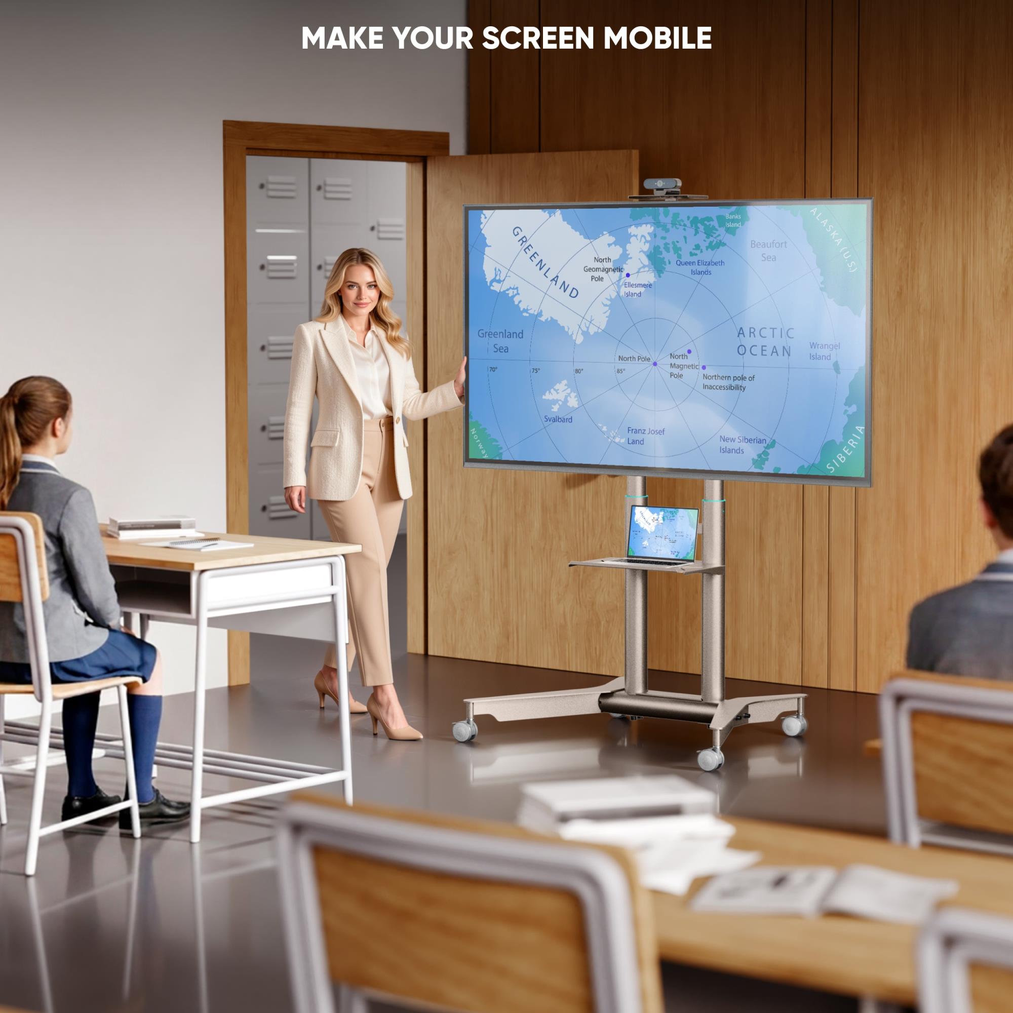 TV SET ACC MOBILE STAND/32-75"/CHAMPAGNE TS1571-C ONKRON