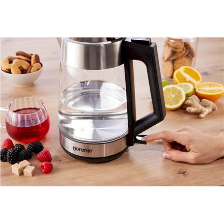 Gorenje | K17OGS | Kettle | Electric | 1.7 L | 2200 W | 360° rotational base | Stainless steel/Glass | Stainless steel