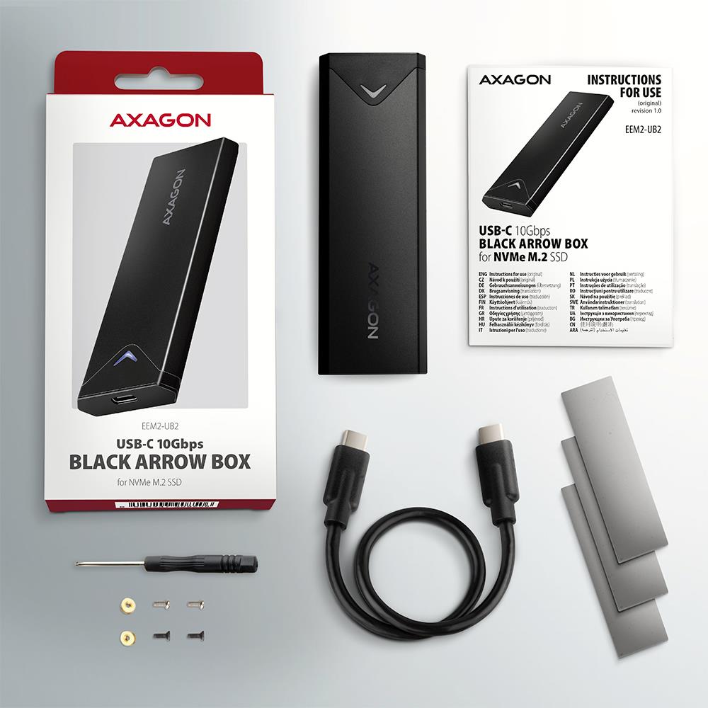 SSD ACC ENCLOSURE M.2 NVME/USB-C EEM2-UB2 AXAGON