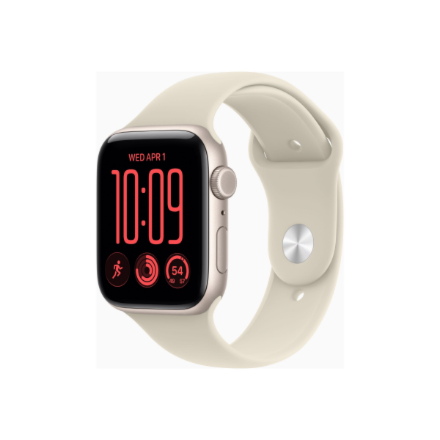 Apple Watch SE 3 GPS + Cellular 44mm Starlight Aluminium Case with Sand Sport Band - S/M | Apple