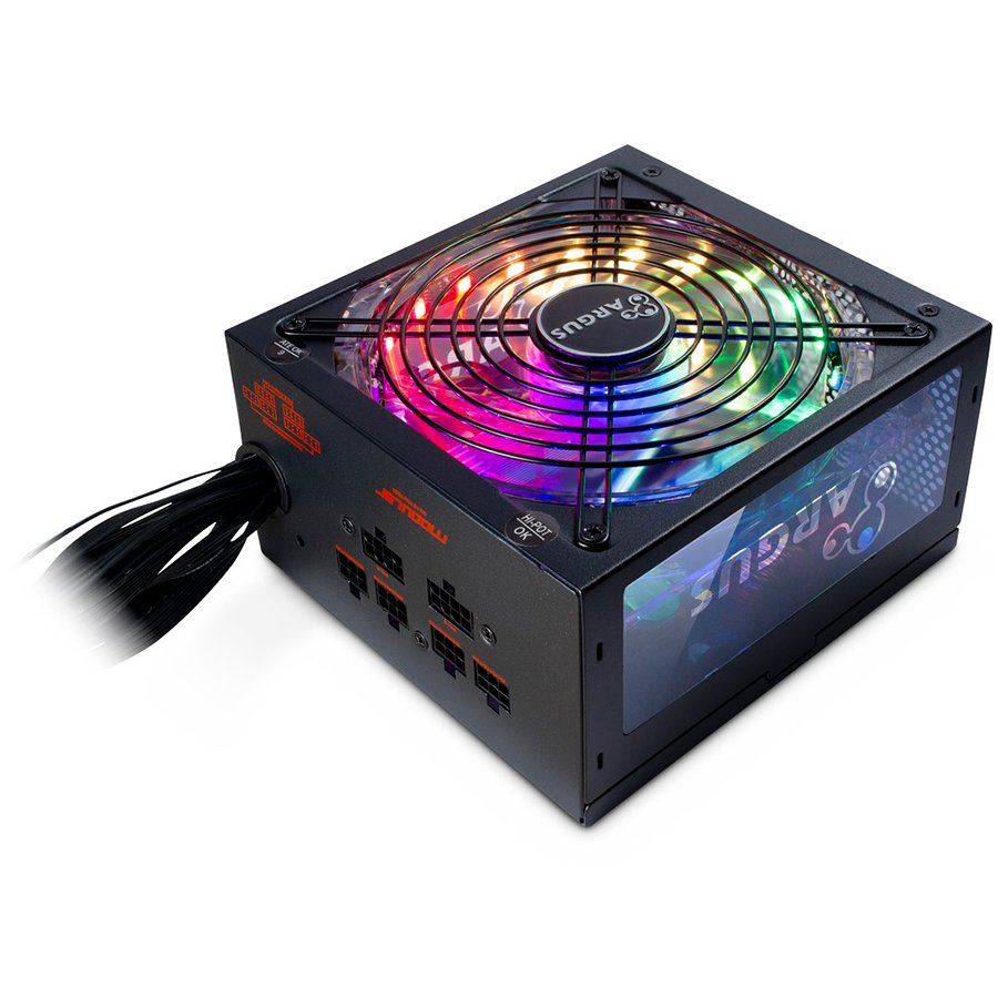 Power Supply INTER-TECH Argus RGB, 80PLUS Gold, 650W, Retail, 1x140 Fan, 1x20+4Pin, 4+4Pin, 2xPCI-e 6+2Pin, 3x4Pin (Molex), 6