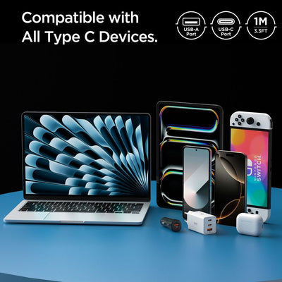 Spigen EB6010AC USB-A / USB-C 60W Cable 100 cm - White