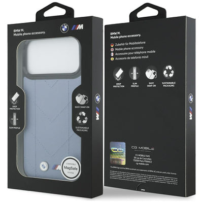 BMW M Quilted Logo MagSafe Case for iPhone 17 Pro Max - Blue