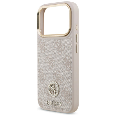 Guess 4G Strass Logo & Big Strap Metal Buttons MagSafe Case for iPhone 17 Pro - Pink
