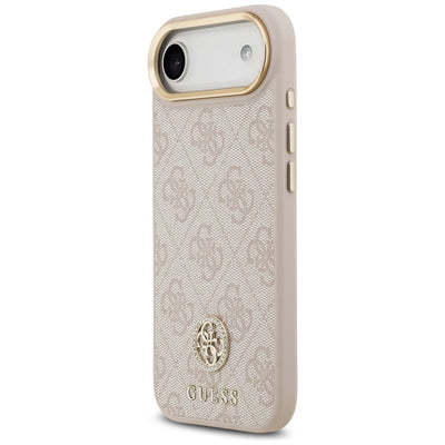 Guess 4G Strass Logo & Big Strap Metal Buttons MagSafe Case for iPhone Air - Pink