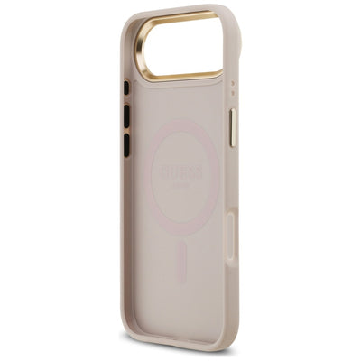 Guess 4G Strass Logo & Big Strap Metal Buttons MagSafe Case for iPhone Air - Pink