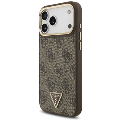 Guess 4G Triangle Logo MagSafe Case for iPhone 17 Pro Max - Brown & Gold