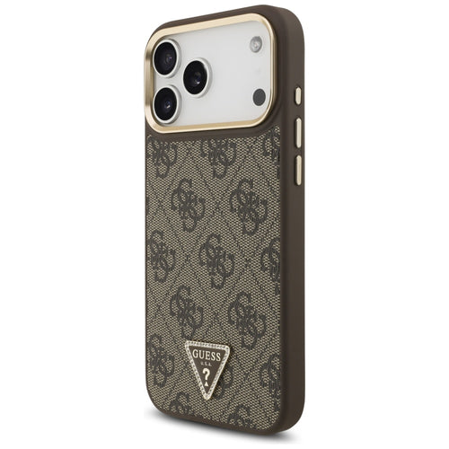 Guess 4G Triangle Logo MagSafe Case for iPhone 17 Pro Max - Brown & Gold