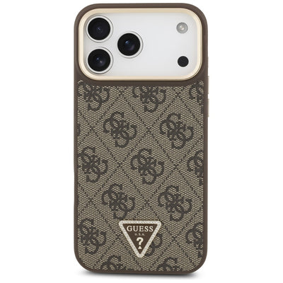 Guess 4G Triangle Logo MagSafe Case for iPhone 17 Pro Max - Brown & Gold