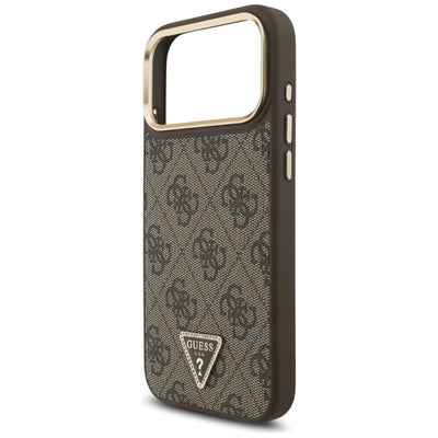 Guess 4G Triangle Logo MagSafe Case for iPhone 17 Pro Max - Brown & Gold