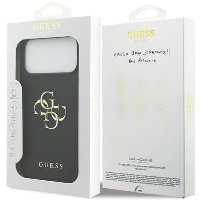 Guess Grained Big 4G & Classic Logo case for iPhone 17 Pro Max - black