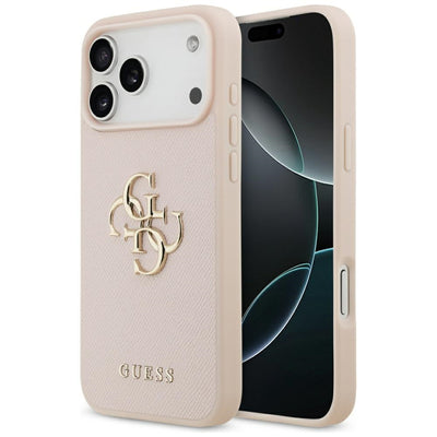 Guess Grained Big 4G & Classic Logo Case for iPhone 17 Pro Max - Pink