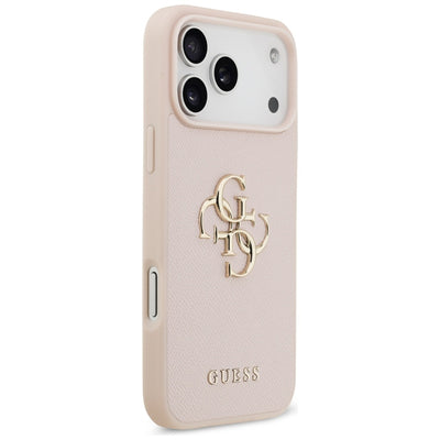 Guess Grained Big 4G & Classic Logo Case for iPhone 17 Pro Max - Pink