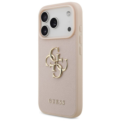 Guess Grained Big 4G & Classic Logo iPhone 17 Pro Case - Pink