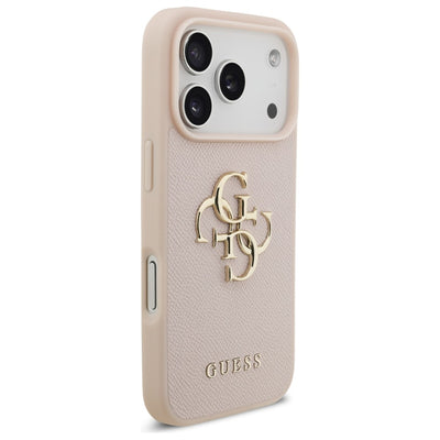 Guess Grained Big 4G & Classic Logo iPhone 17 Pro Case - Pink