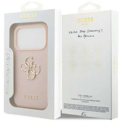 Guess Grained Big 4G & Classic Logo iPhone 17 Pro Case - Pink