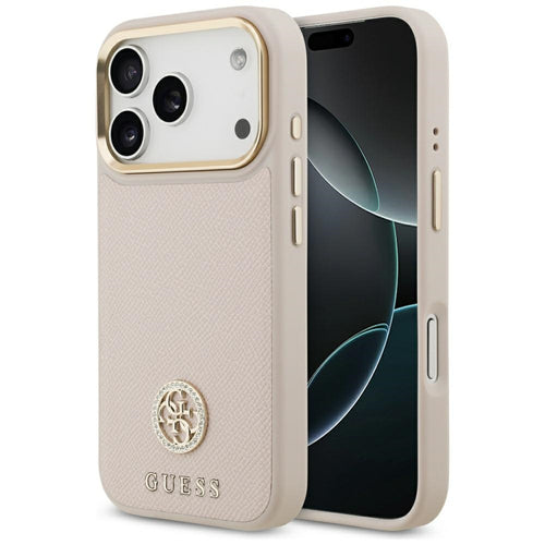 Guess Grained Strass Logo MagSafe case for iPhone 17 Pro - pink