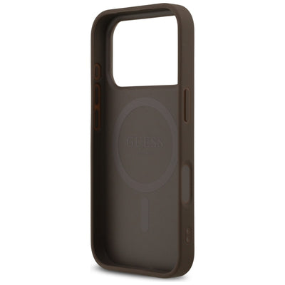 Guess Leather 4G Triangle Strass MagSafe Case for iPhone 17 Pro - Brown