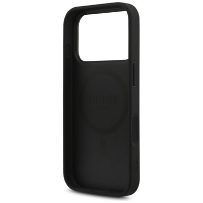 Guess Leather 4G Triangle Strass MagSafe Case for iPhone 17 Pro - Black