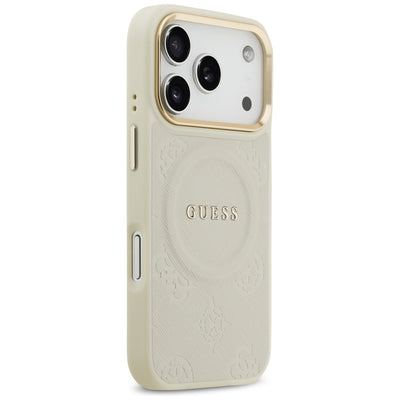 Guess Peony Hot Stamp MagSafe Case for iPhone 17 Pro - Beige
