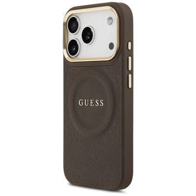 Guess Peony Hot Stamp MagSafe Case for iPhone 17 Pro - Brown