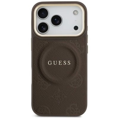 Guess Peony Hot Stamp MagSafe Case for iPhone 17 Pro - Brown