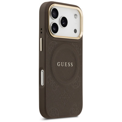 Guess Peony Hot Stamp MagSafe Case for iPhone 17 Pro - Brown