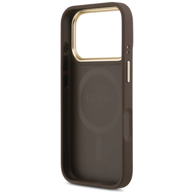 Guess Peony Hot Stamp MagSafe Case for iPhone 17 Pro - Brown