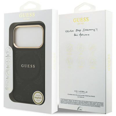 Guess Peony Hot Stamp MagSafe Case for iPhone 17 Pro - Black
