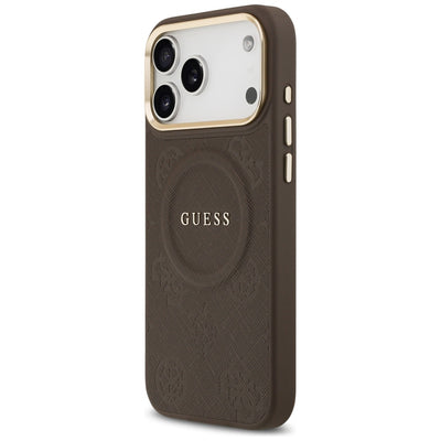 Guess Peony Hot Stamp MagSafe Case for iPhone 17 Pro Max - Brown
