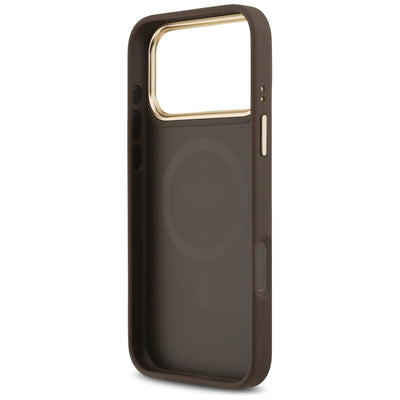 Guess Peony Hot Stamp MagSafe Case for iPhone 17 Pro Max - Brown