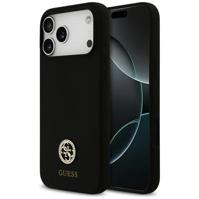 Guess Silicone Logo Strass 4G MagSafe Case for iPhone 17 Pro Max - Black