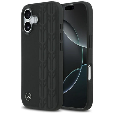 Mercedes Leather Laurel Leaves MagSafe Case for iPhone 17 - Black