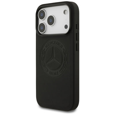 Mercedes Leather Vintage Logo MagSafe Case for iPhone 17 Pro - Black