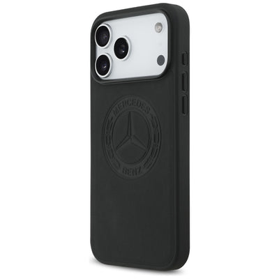 Mercedes Leather Vintage Logo MagSafe Case for iPhone 17 Pro Max - Black