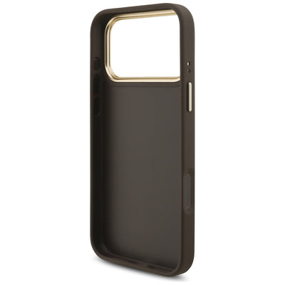 Guess 4G Big 4G Classic Logo Big Strap Metal Buttons Case for iPhone 17 Pro Max - Brown