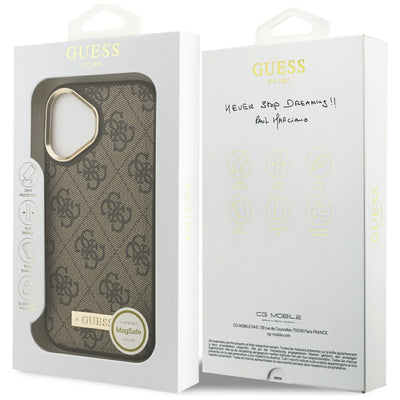Guess 4G Logo Plate MagSafe case for iPhone 17 - brown