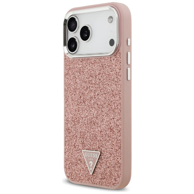 Guess Glitter Triangle Logo MagSafe Case for iPhone 17 Pro Max - Pink