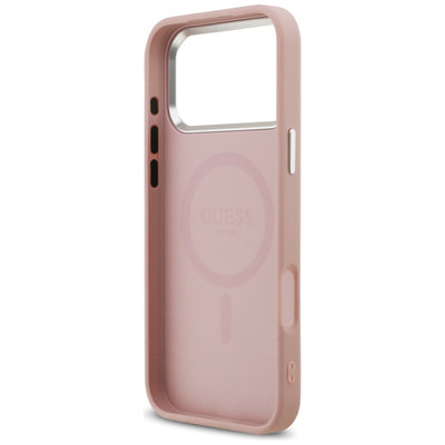Guess Glitter Triangle Logo MagSafe Case for iPhone 17 Pro Max - Pink