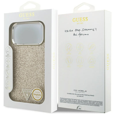 Guess Glitter Triangle Logo MagSafe Case for iPhone 17 Pro Max - Gold