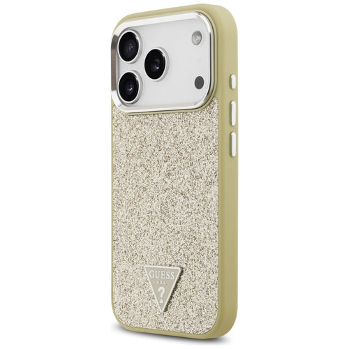 Guess Glitter Triangle Logo MagSafe Case for iPhone 17 Pro - Gold