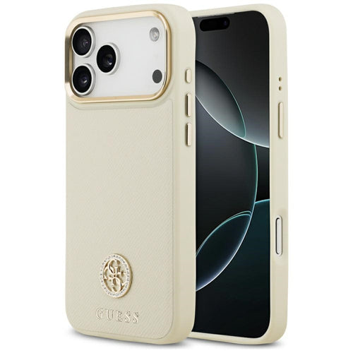 Guess Grained Strass Logo MagSafe case for iPhone 17 Pro Max - beige