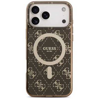 Guess IML 4G Background MagSafe Case for iPhone 17 Pro - Brown