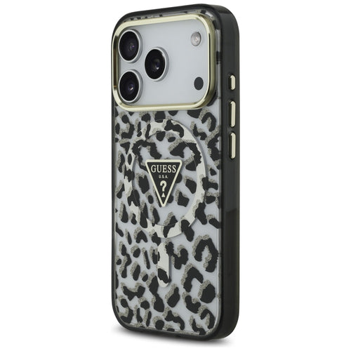 Guess Leopard Glitter MagSafe Case for iPhone 17 Pro - Black