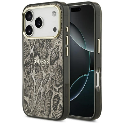 Guess Python Pattern MagSafe Case for iPhone 17 Pro - Brown