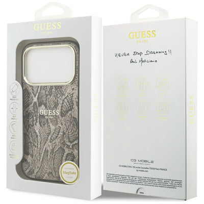 Guess Python Pattern MagSafe Case for iPhone 17 Pro Max - Brown