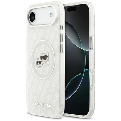 Karl Lagerfeld IML Glitter Karl&Choupette Heads Logo MagSafe Case for iPhone Air - Gray