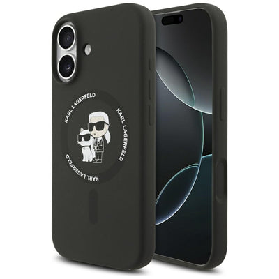 Karl Lagerfeld Silicone Karl&Choupette Ring MagSafe Case for iPhone 17 - Black
