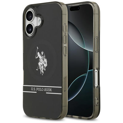 US Polo DH and Bottom Stripe Logo MagSafe iPhone 17 Case - Black — U.S. Polo Assn.