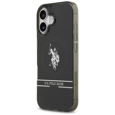 US Polo DH and Bottom Stripe Logo MagSafe iPhone 17 Case - Black — U.S. Polo Assn.